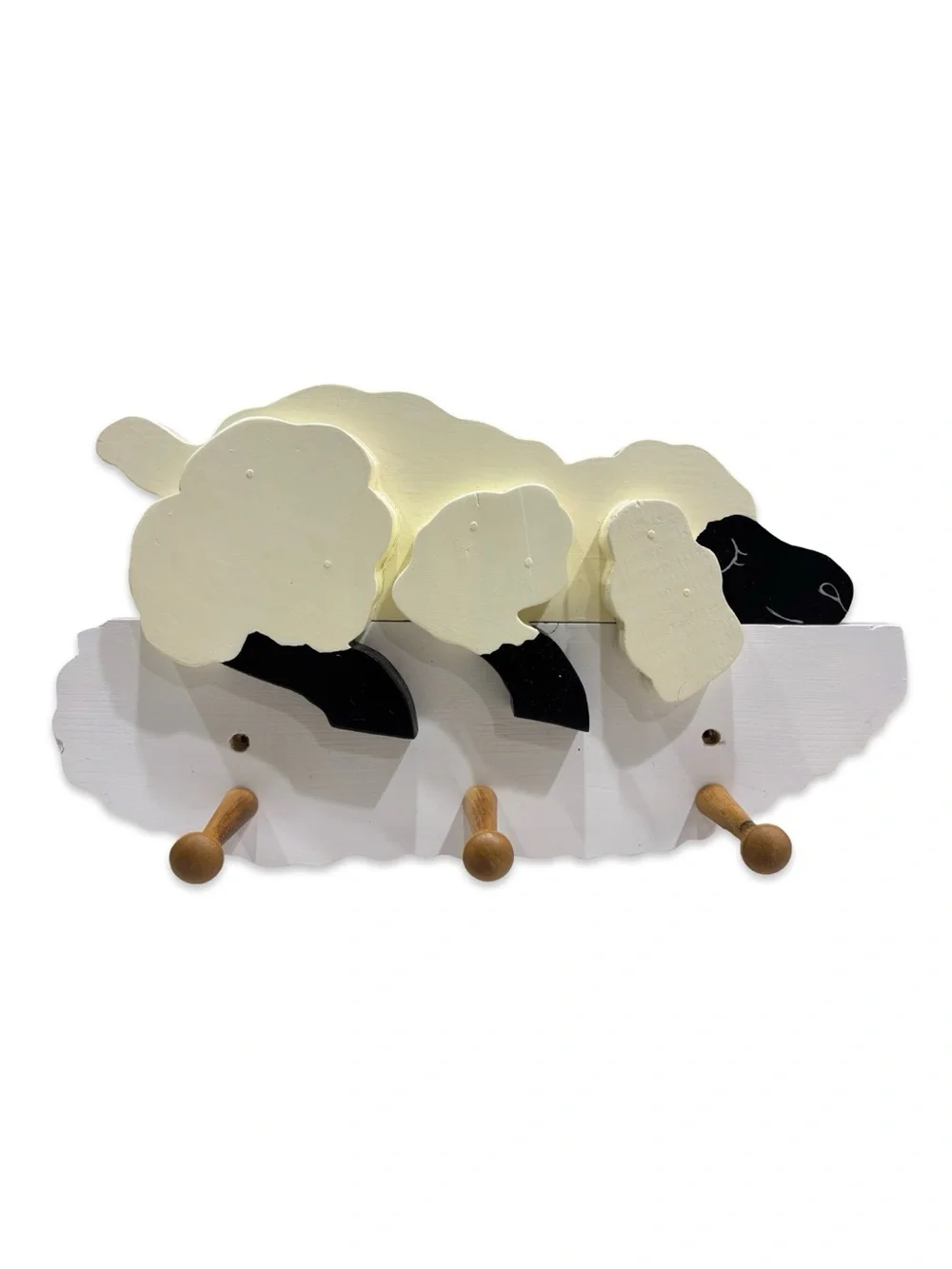 Sheep Wall Hook Rack - Cream and Black Home Wall Decor‎